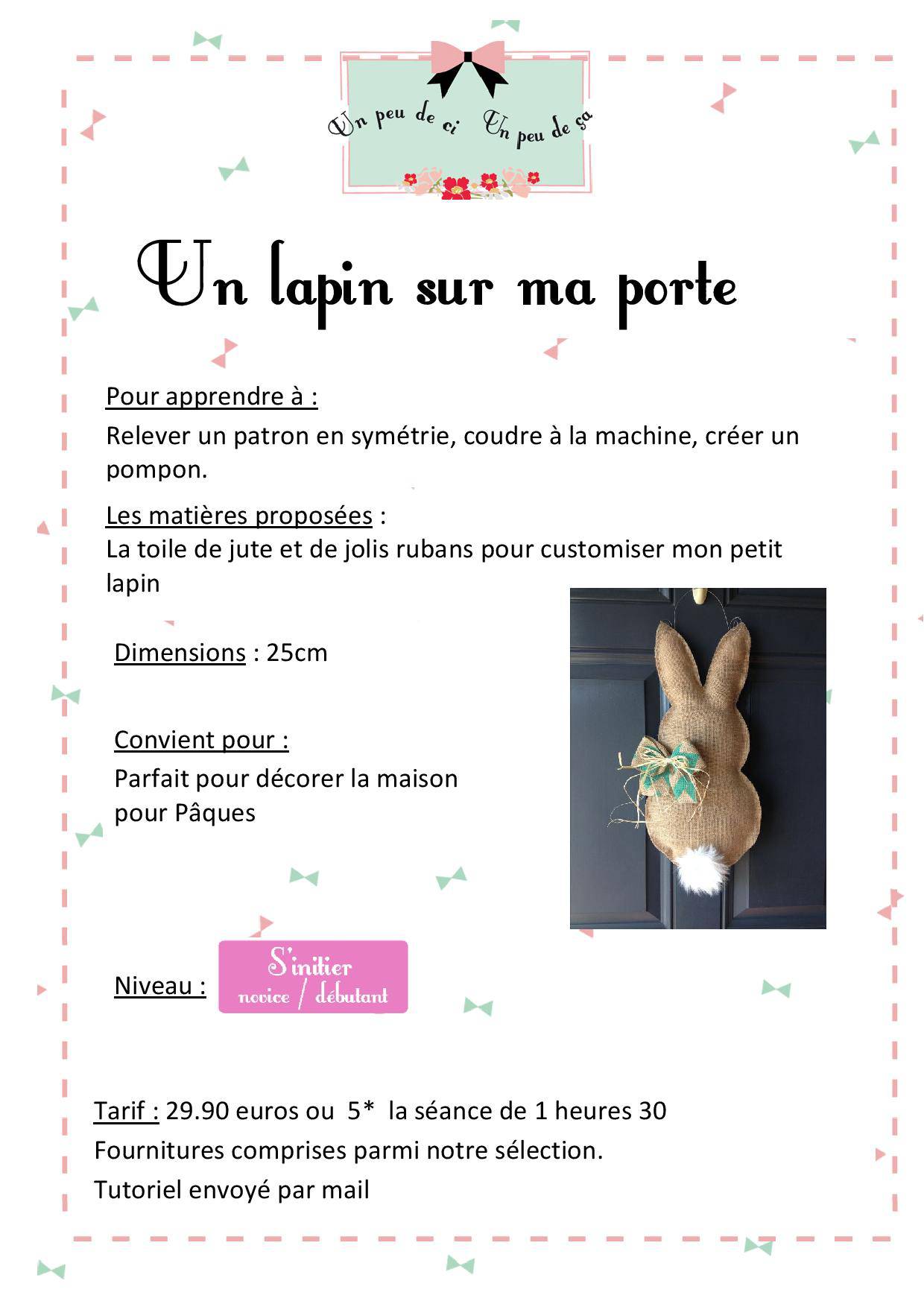 atelier couture lapin paques